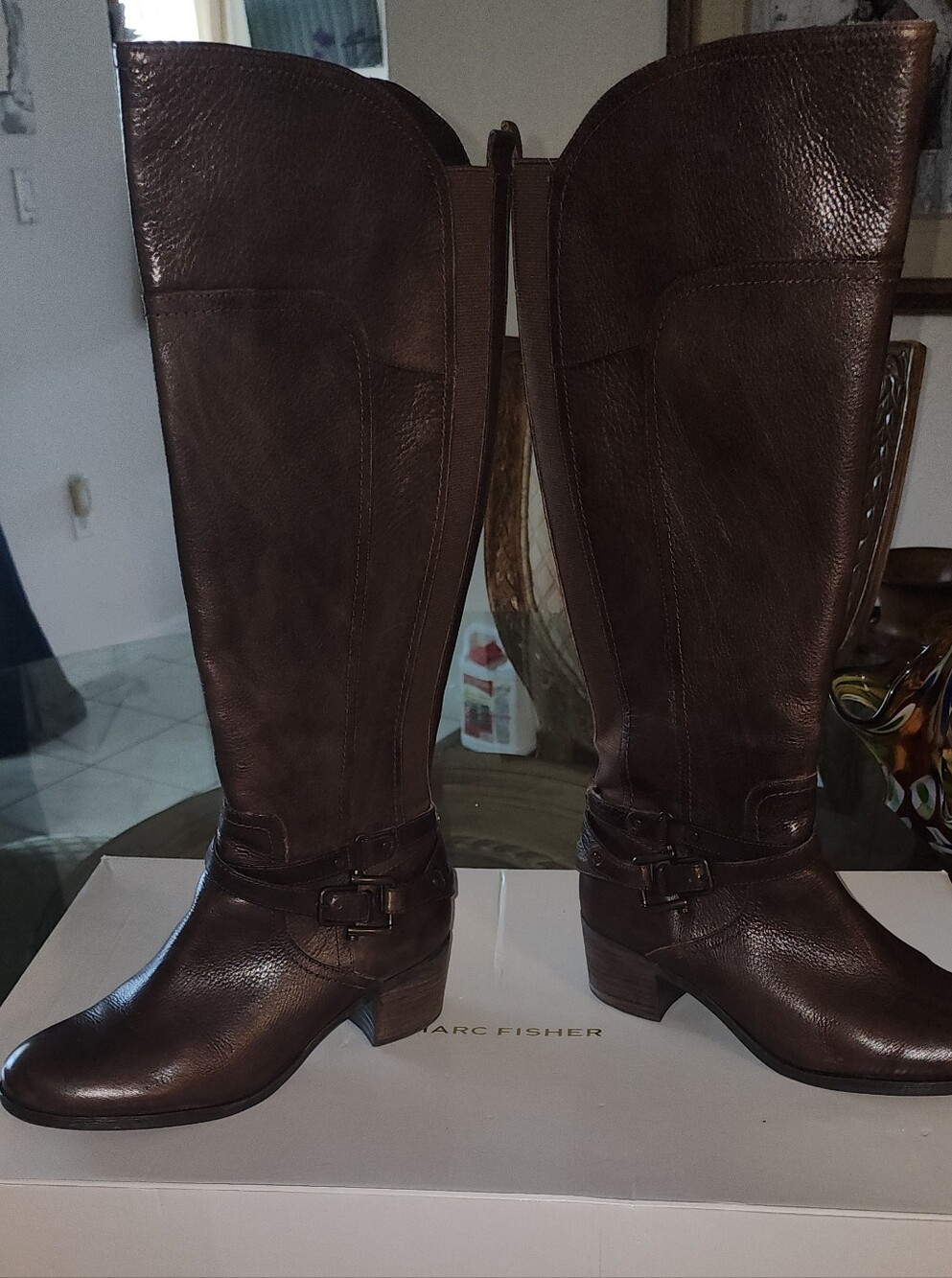 Marc Fisher Women's Dark Brown Over-the-Knee Leather Boots